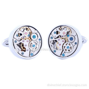 High Quality Men Cufflinks 316L Stainless Steel Watch Movement Cufflinks for Men's Gift